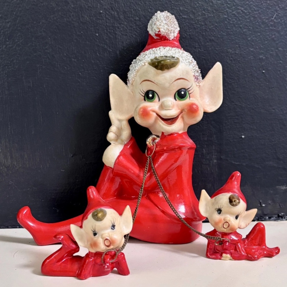 Vintage Pixie Elf Japan Spaghetti Trim Pixiware Chain Baby RARE Thames Christmas